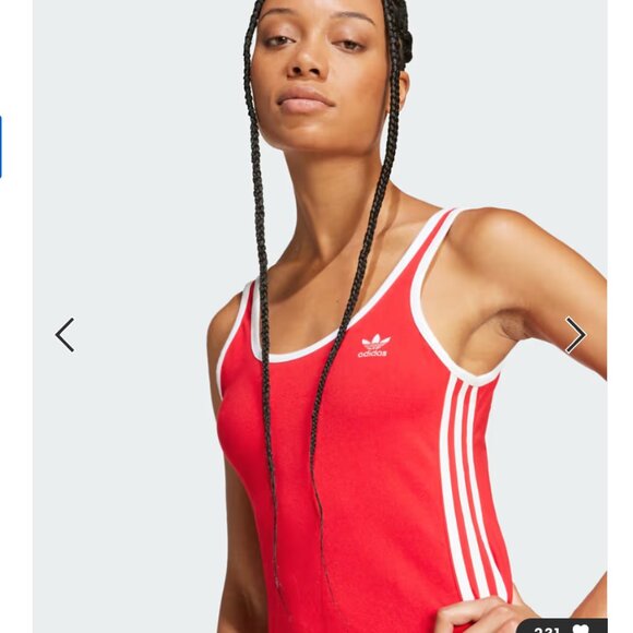 adidas Originals Adicolor 3-stripes tank maxi dress better scarlet / white - med - Picture 3 of 4